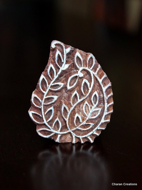 Hand Carved Indian Wood Textile Stamp Block- Floral Motif