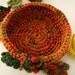 Orange and Green Crochet Bowl with Decor Leaves for Home Decoration