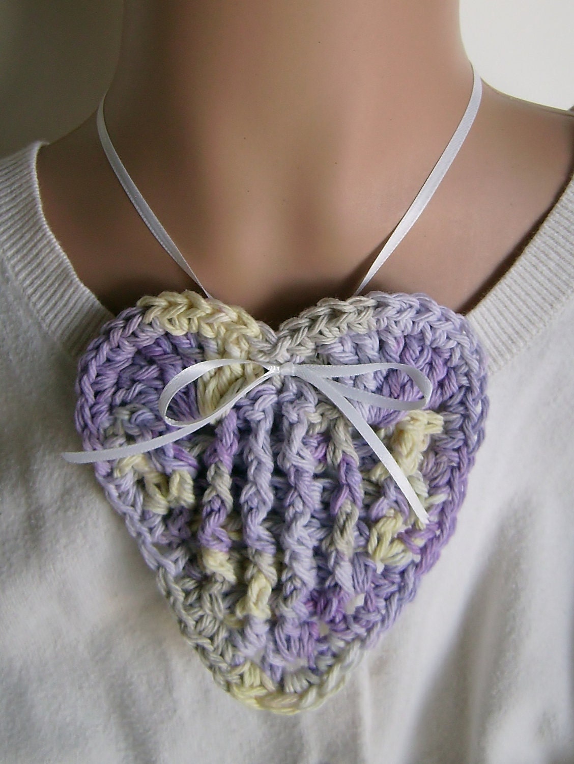 Valentine's Day Lavender Heart Crochet Soap Dish USA Grown Cotton
