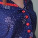 vintage 1960's navy blue & red floral polka dot dress with sailor collar / size s - m