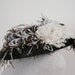 Vintage 1950s Wide Brim Black Straw Hat with Feathers and little Silk Flowers done in Edwardian Style