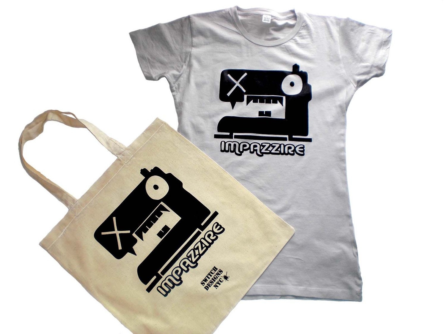SEWING MACHINE tshirt  Gone Maddddd .."Impazzire"- italian-meaning-gone mad.. Alternative Apparel
