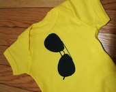THE ORIGINAL Aviator Sunglasses on Yellow Onesie