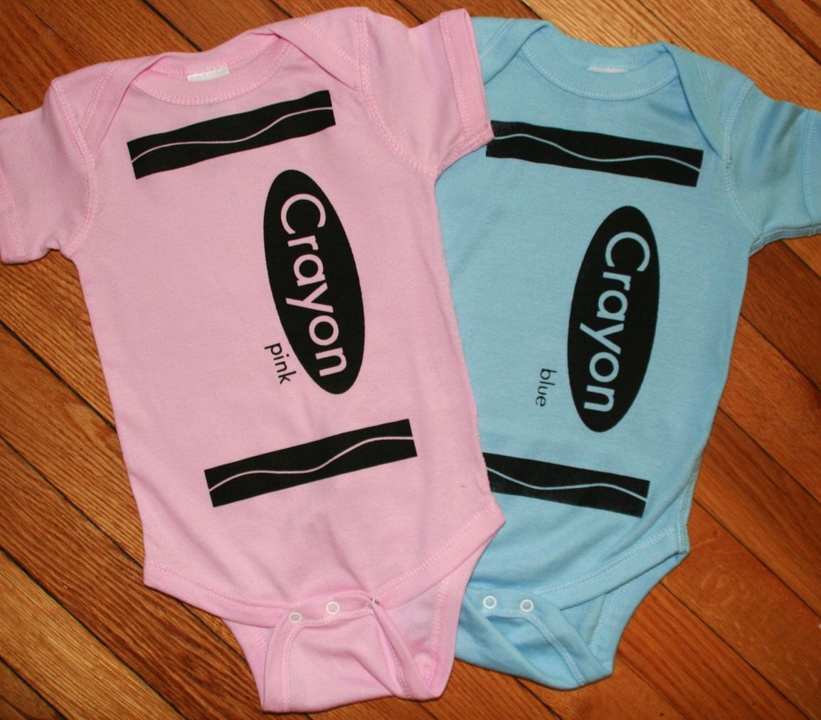 Birth Announcement  for Twins Crayon Onesie