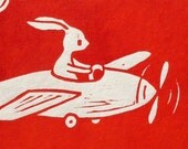 Leaving on a jetplane - original linocut art print - nursery gift - handcarved and handprinted