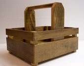 Wood Gift Basket, Garden Tote, Wood Basket,  Wood Crate, Decor, Harvest Basket, Condiment Tote