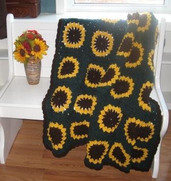 Large Cheerful Sunflower Afghan Ready to Ship