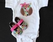 Applique Baby Onesie to Coordinate with Baby Booties.