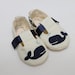A WHALE of a TALE-Blue, Cream and Navy Baby Boy Booties