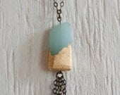 The Low Tide Necklace - Gold-tipped chalcedony stone with a chain tassel