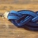 Sailor's Knot Bracelet - Navy and cobalt-colored suede and raw brass chain