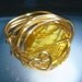 Wire Wrapped Ring - Sunflower Heart Crystal Gold Ring