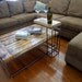 R&W coffee table and C table industrial reclaimed wood and welded metal table legs rustic furniture and minimalist interior design
