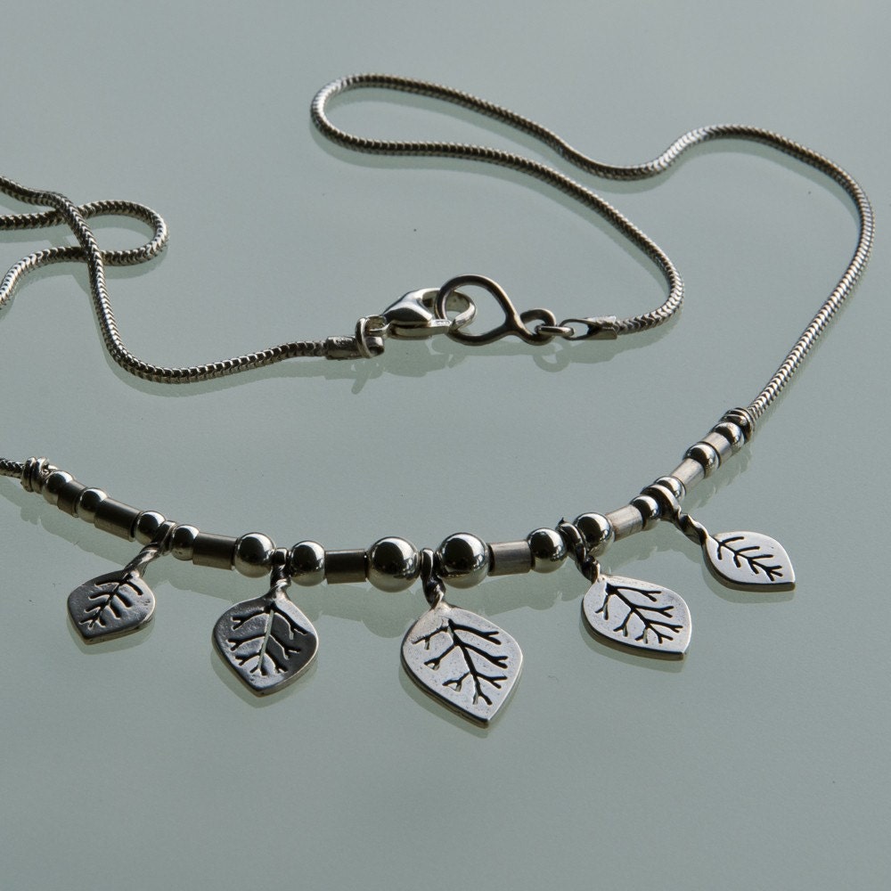 Vine Necklace - sterling silver leaf necklace (smaller size)