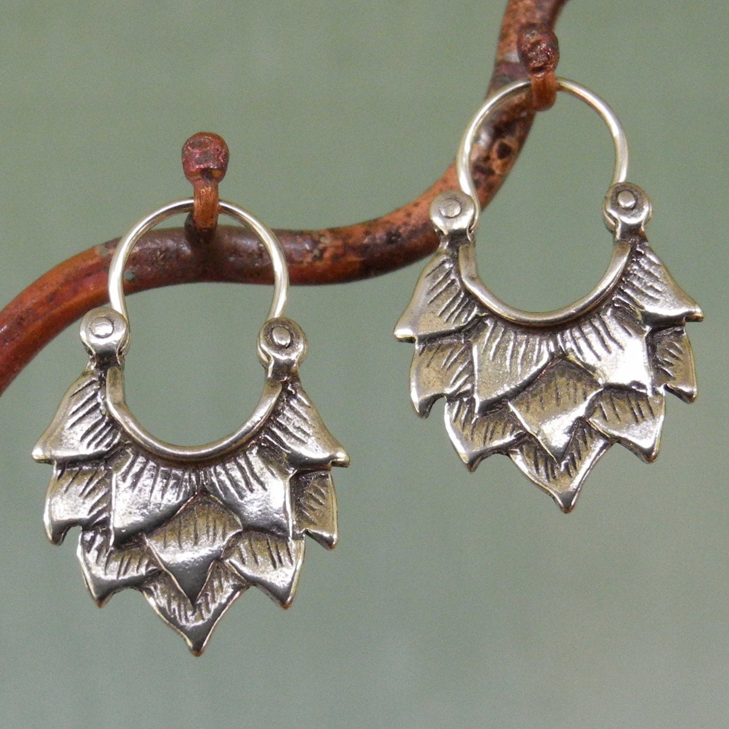 Lotus Earrings Very Small Sterling Silver Hoop Earrings