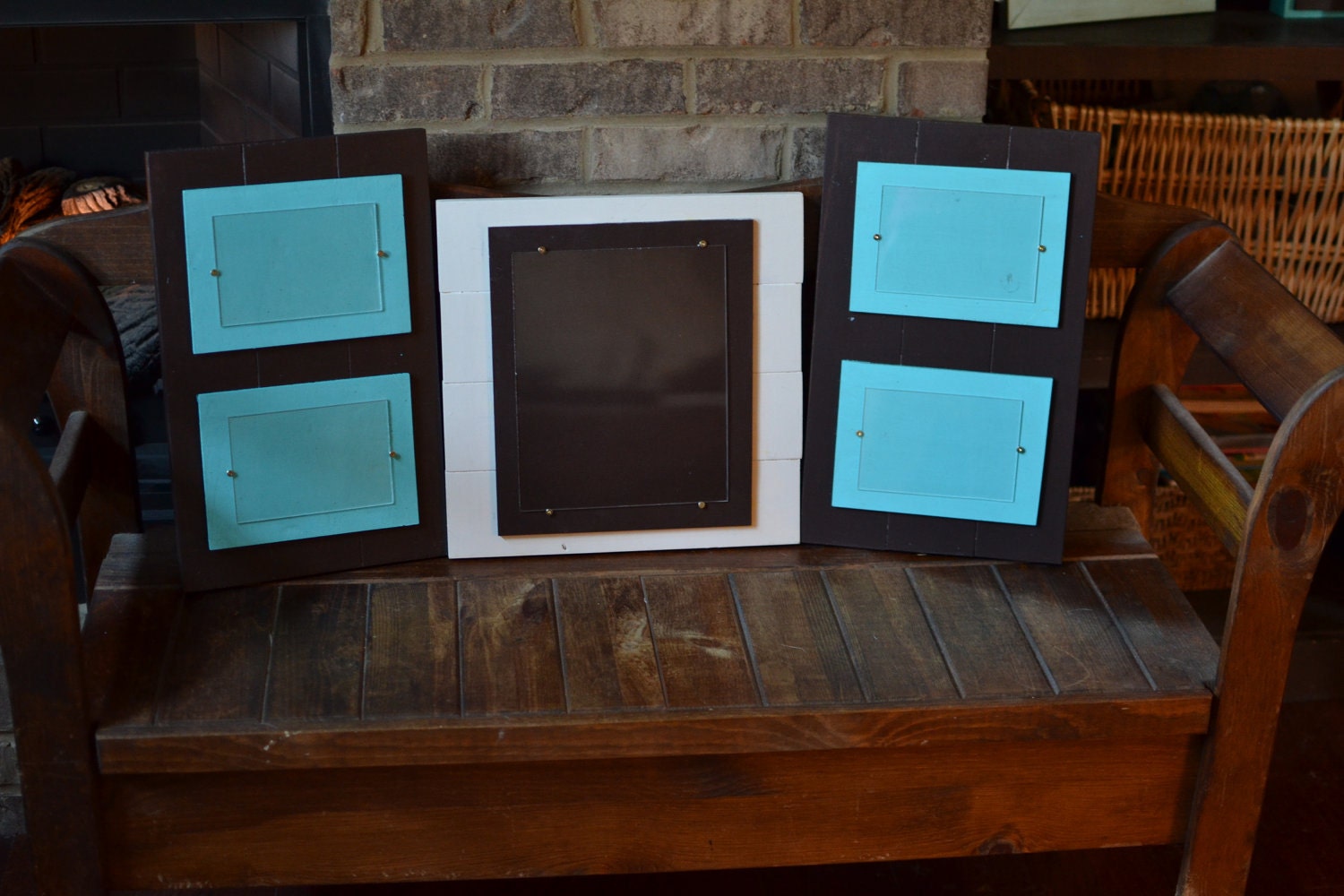 Chocolate & Aqua Three Piece Wall Display - (4) 4x6 and (1) 8x10