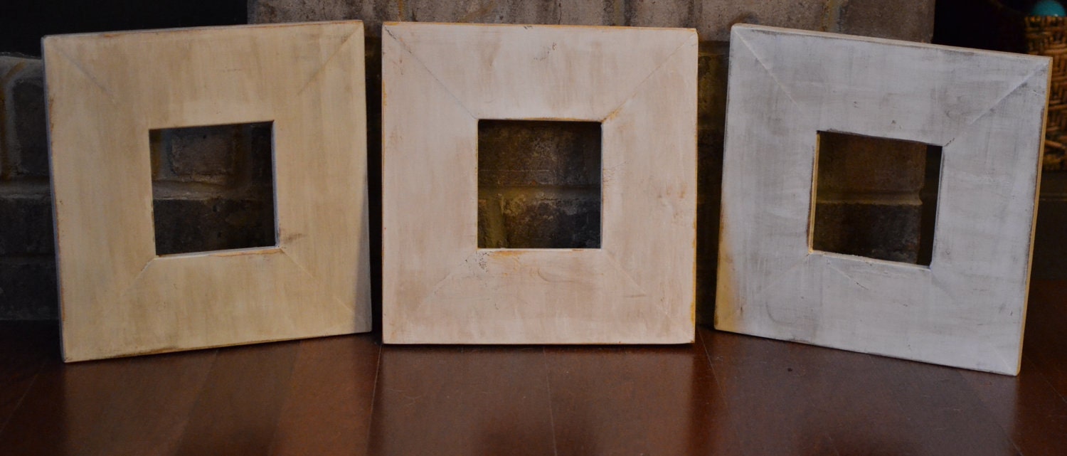 Distressed - Hand-painted - Antique White Wall Trio - (3) 5x5