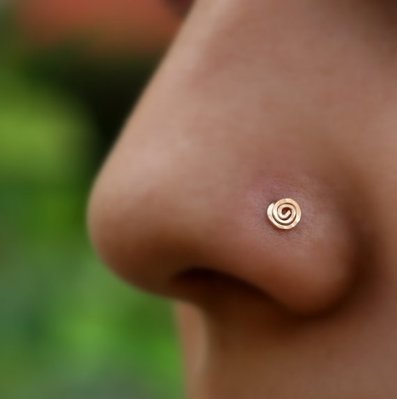 Nose Ring Spiral Stud 14K Rose Gold Filled by Holylandstreasures