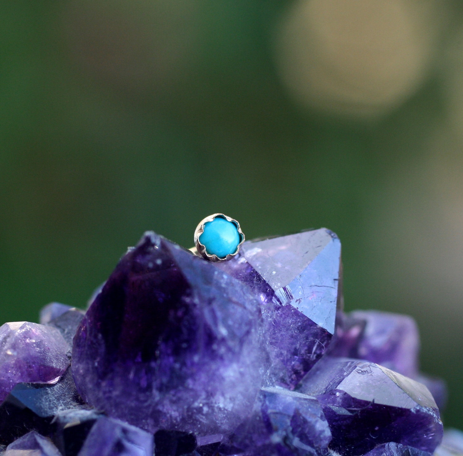 Turquoise Nose Ring Stud 14K Gold Filled Handcrafted