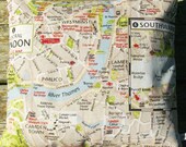 decorative pillow - map pillow cover - London pillow - UK pillow - UK map pillow - 16 inch pillow - map pillow