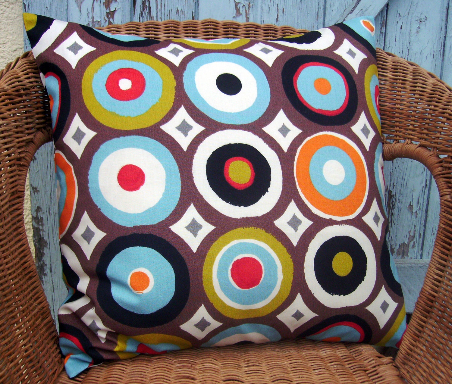 throw pillow cover - 18 inch - retro pillow cover - circle cushion - 18" designer pillow - circle pillow cover