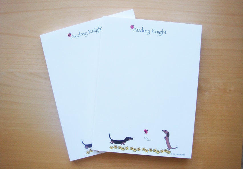 Personalized Dachshund Notepads With Flowers (set of 2)