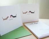 Dachshund Thank You Cards and Personalized Notepad Set - With Hearts (8 cards, 1 notepad)