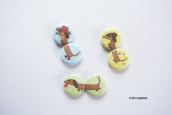 Dachshund Magnet Set 2A  - Mix and Match Magnets (Set of 6)