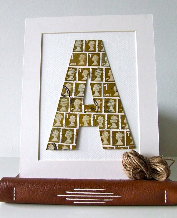 PICK YOUR OWN. Mounted Postage Stamp Letter in First Class Gold.