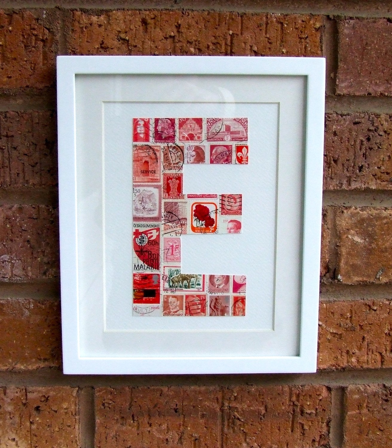 PICK YOUR OWN. Framed Postage Stamp Letter in Festive Red.