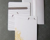 Bird and Filigree Stationery Note Cards - Chirpy Chirp - Set of 8 - double-sided