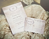 SAMPLE - Wedding Invitations - Vintage Romantic Antique Lace and Rustic Linen - 09260905-I