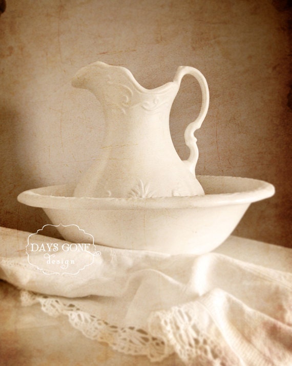 Antique Water Pitcher and Basin 8x10 Fine Art by DaysGoneDesign