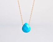 Faceted Turquoise Briolette Gold Necklace