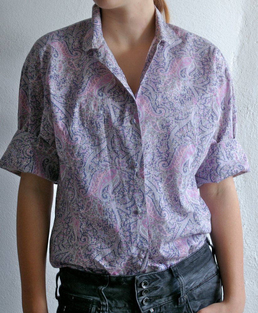 Cacharel liberty print french vintage designer lilac blouse