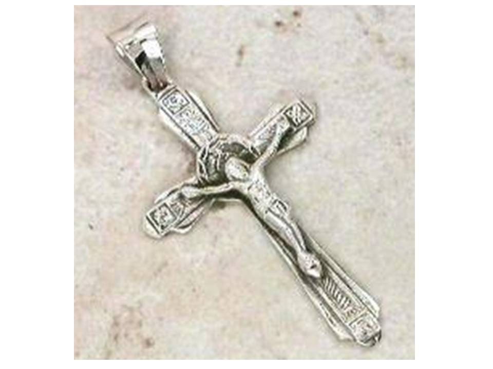 Sterling Crucifix on 18 inch sterling silver rolo chain