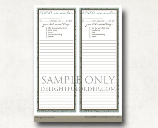 Always Remember List PDF Printable File