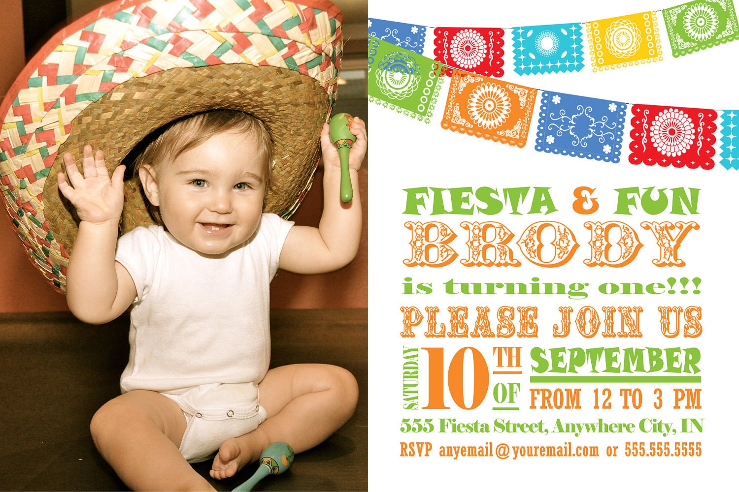 Papel Picado Fiesta Photo Invitation