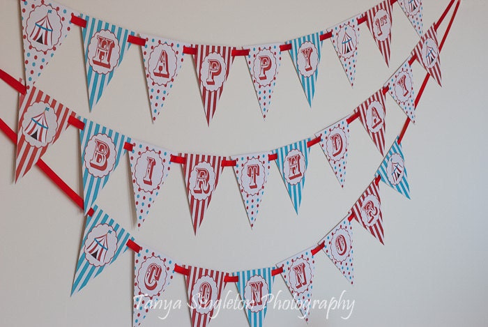 Circus Carnival Birthday Banner-with Name & Age - You Print