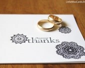 Wedding Thank You Note Set of 50 in Black and White, envelopes included