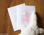 Baby Shower Thank You Stationery Set of 30 in Pink with envelopes