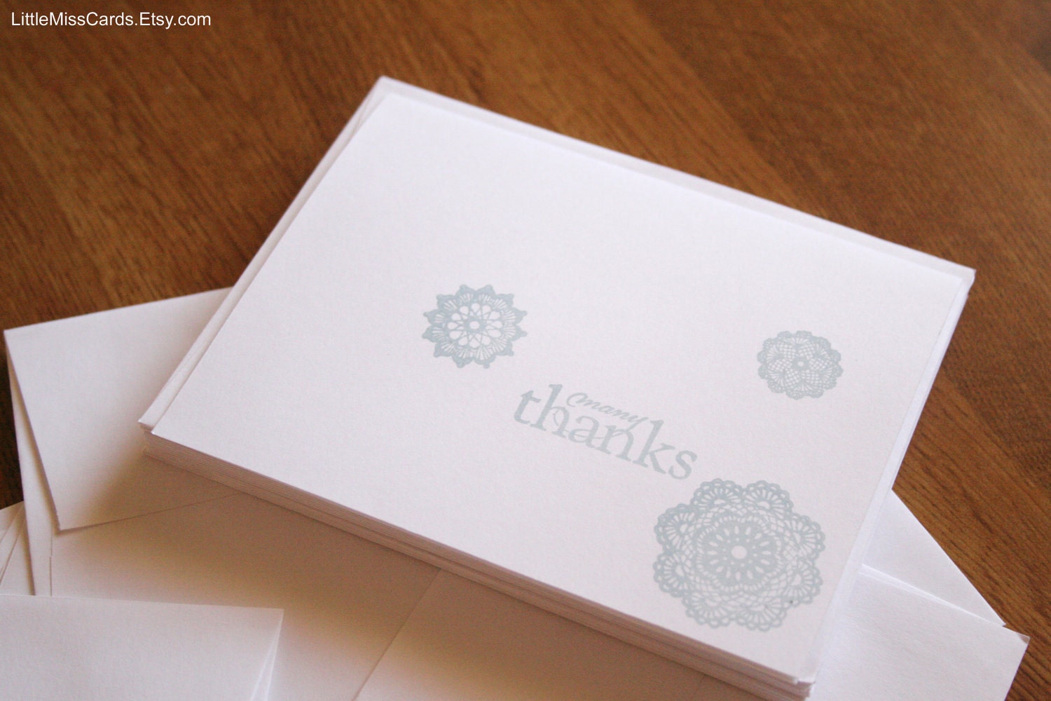 Baby Shower Thank You Note Card Set of 30 in blue with envelopes