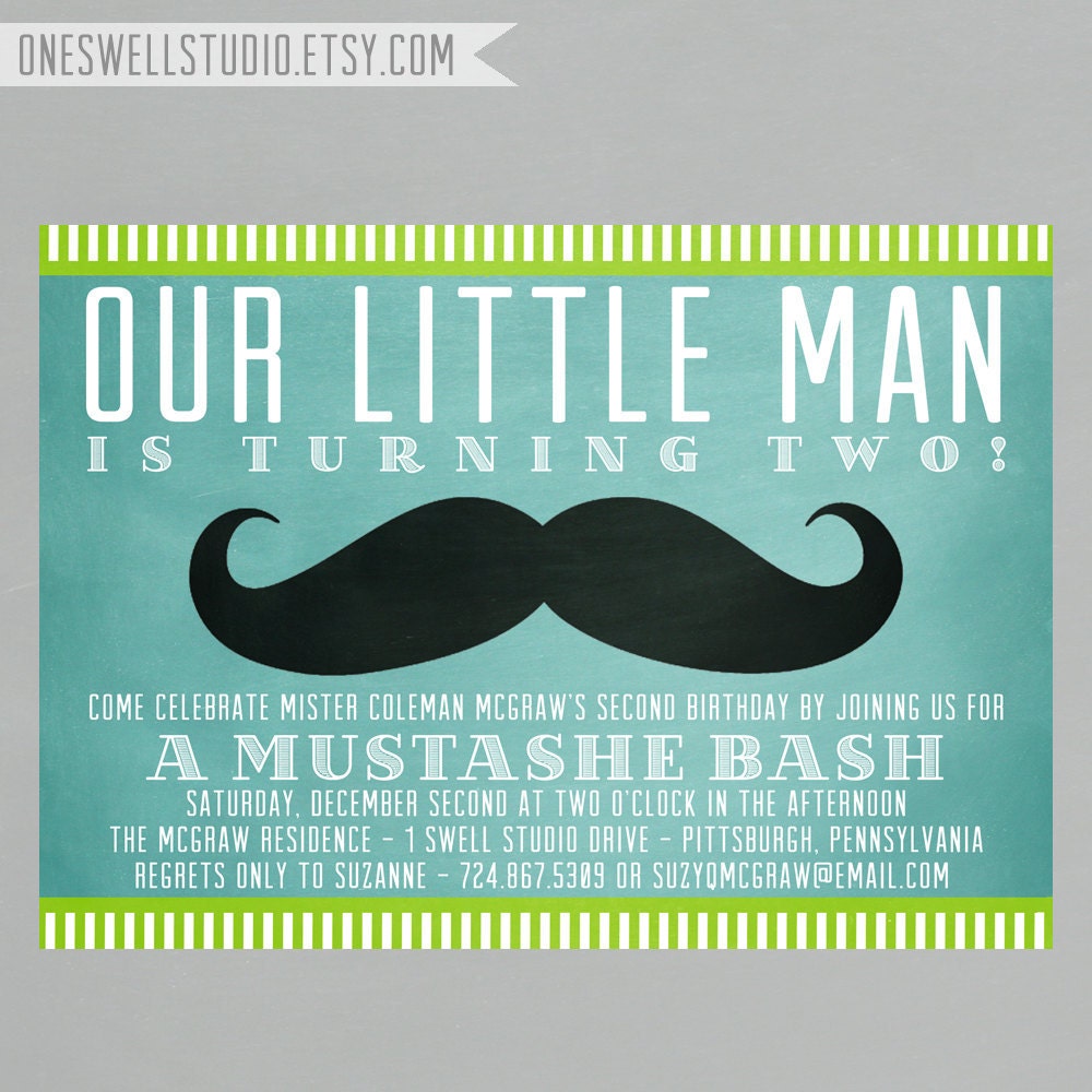 Little Man Mustache Bash DIY Printable Birthday Party or Baby Shower Invitation