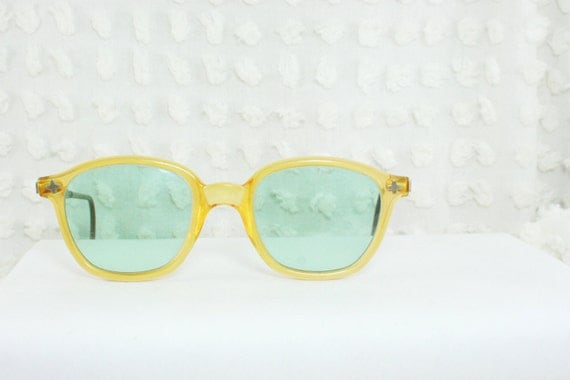 50s Mens Eyeglasses 1960s Yellow Glasses Thick 60s by ...