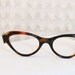 60s Cat Eye Glasses 1960's Tortoise Eyeglasses Horn Rim Brown Amber Thick Browline NOS 45/19 Frame USA by Liberty Optical
