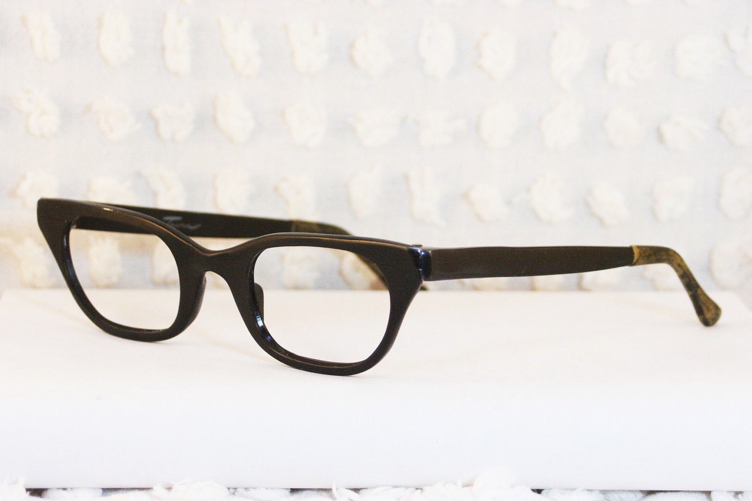 Vintage Tura 60s Eyeglasses 1960s Black Aluminum Glasses Metal Frame Unisex 46/24 Designer Optical