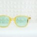 50s Mens Eyeglasses 1960s Yellow Glasses Thick 60s Horn Rim Clear Frame Non Prescription Mint Lens 48/22