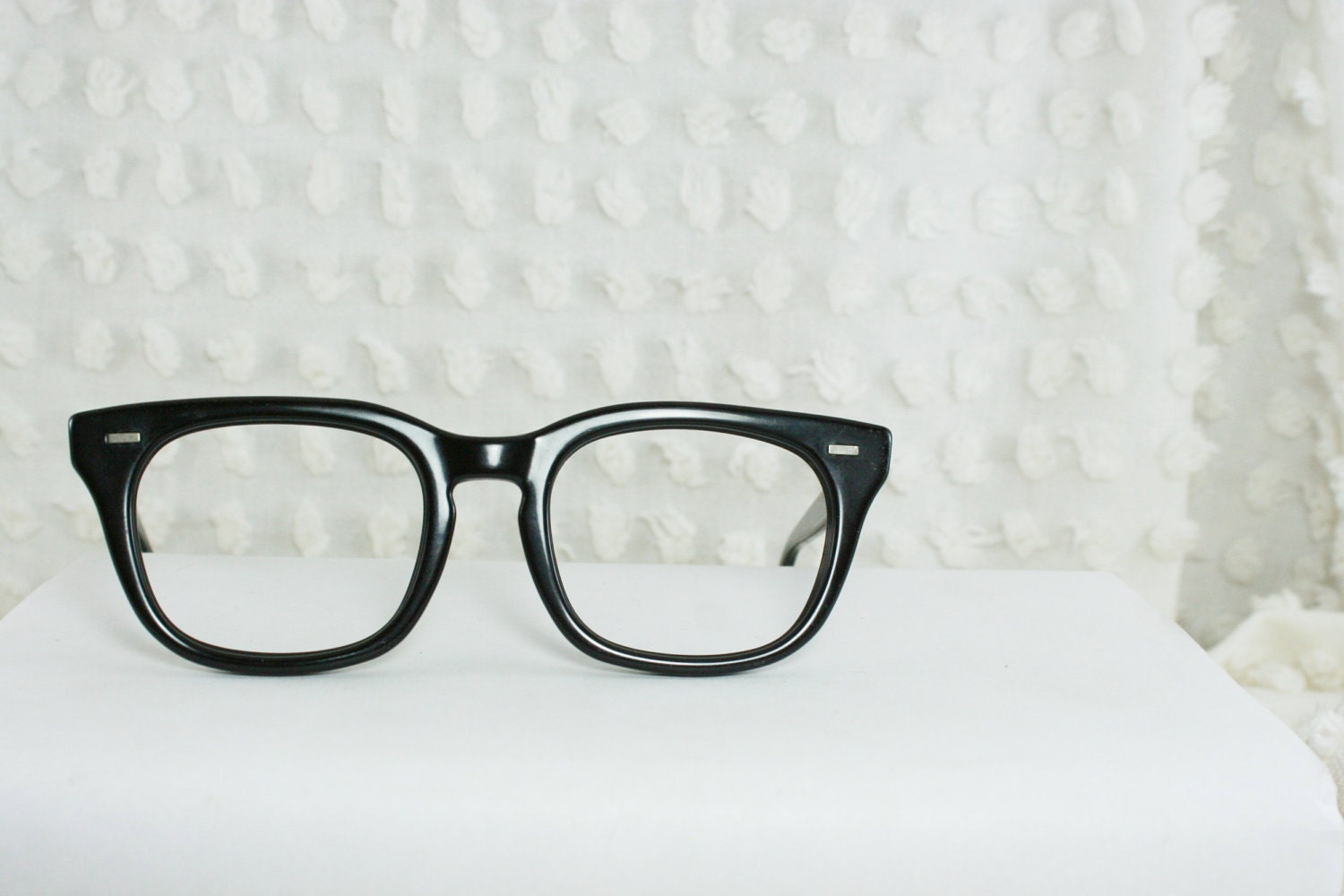 60s Mens Eyeglasses 1960s G Man Glasses Wayfarer Frames 50/20 by Bausch and Lomb