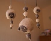 Baby mobile, nursery decoration, natural toys, natural wool toys, nursery mobile, sheep mobile, cot mobile