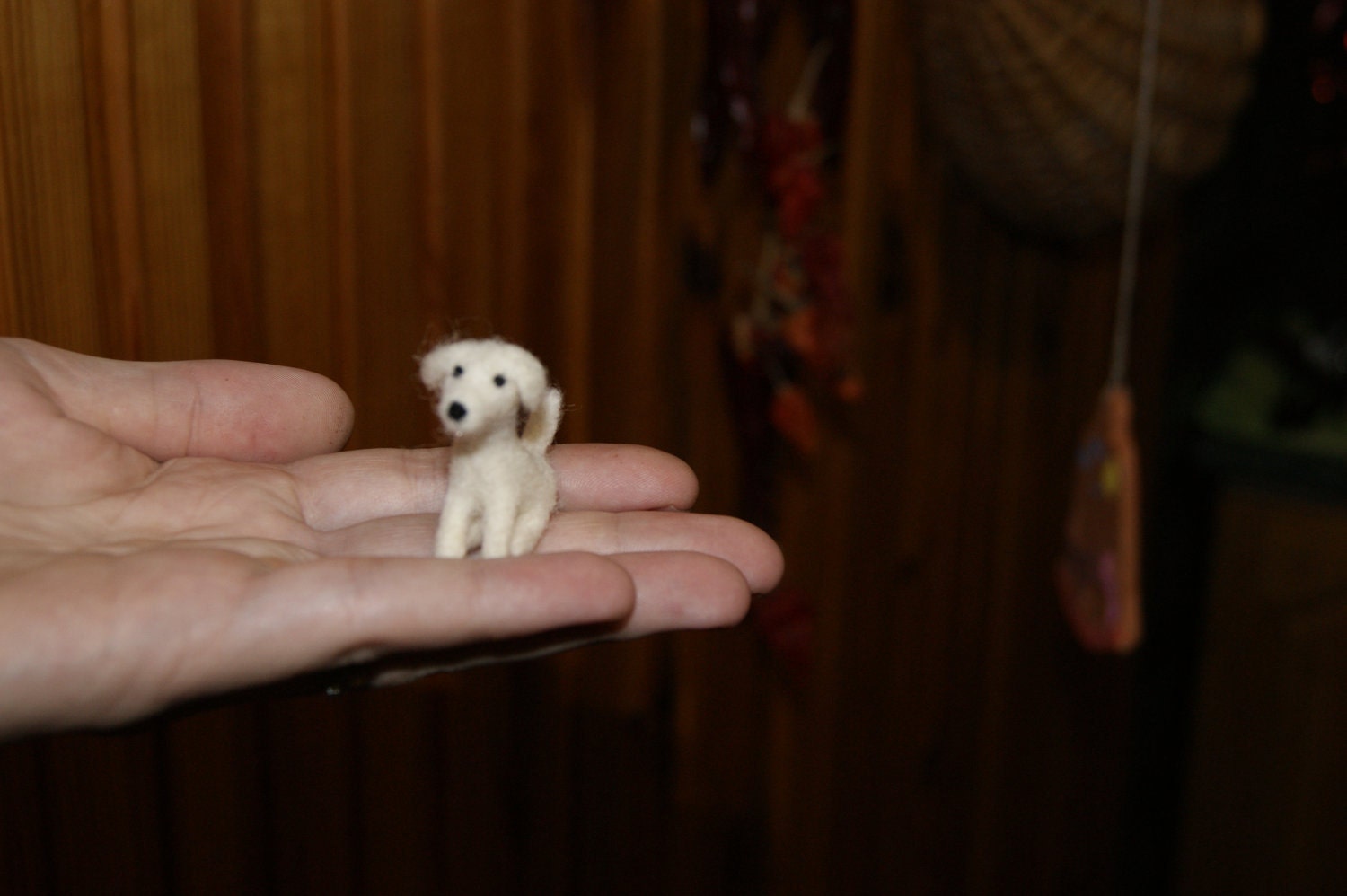 Felt dog, felt toy, natural wool toy, tiny soft sculpture, miniature dog, needle felted dog, white dog